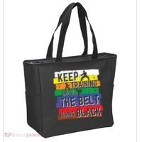 Karate Gifts Keep Training Until The Belt Turns Black Girl Tote Bag thumb 2