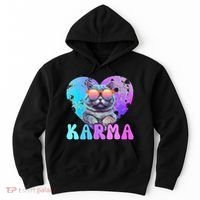 Karma Groovy Letters Concert Summer Funny Heart Cat Lover Hoodie thumb 0