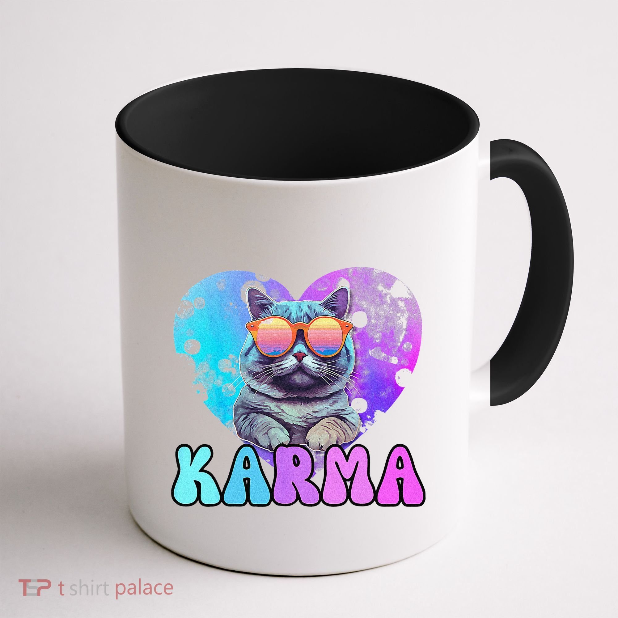 Karma Groovy Letters Concert Summer Funny Heart Cat Lover Coffee Mug