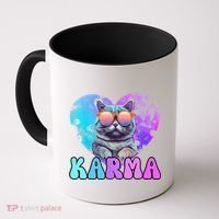 Karma Groovy Letters Concert Summer Funny Heart Cat Lover Coffee Mug thumb 0