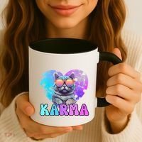 Karma Groovy Letters Concert Summer Funny Heart Cat Lover Coffee Mug thumb 3