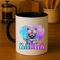 Karma Groovy Letters Concert Summer Funny Heart Cat Lover Coffee Mug thumb 4