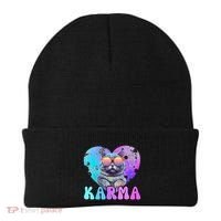 Karma Groovy Letters Concert Summer Funny Heart Cat Lover Beanie thumb 0