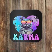 Karma Groovy Letters Concert Summer Funny Heart Cat Lover Coaster thumb 0