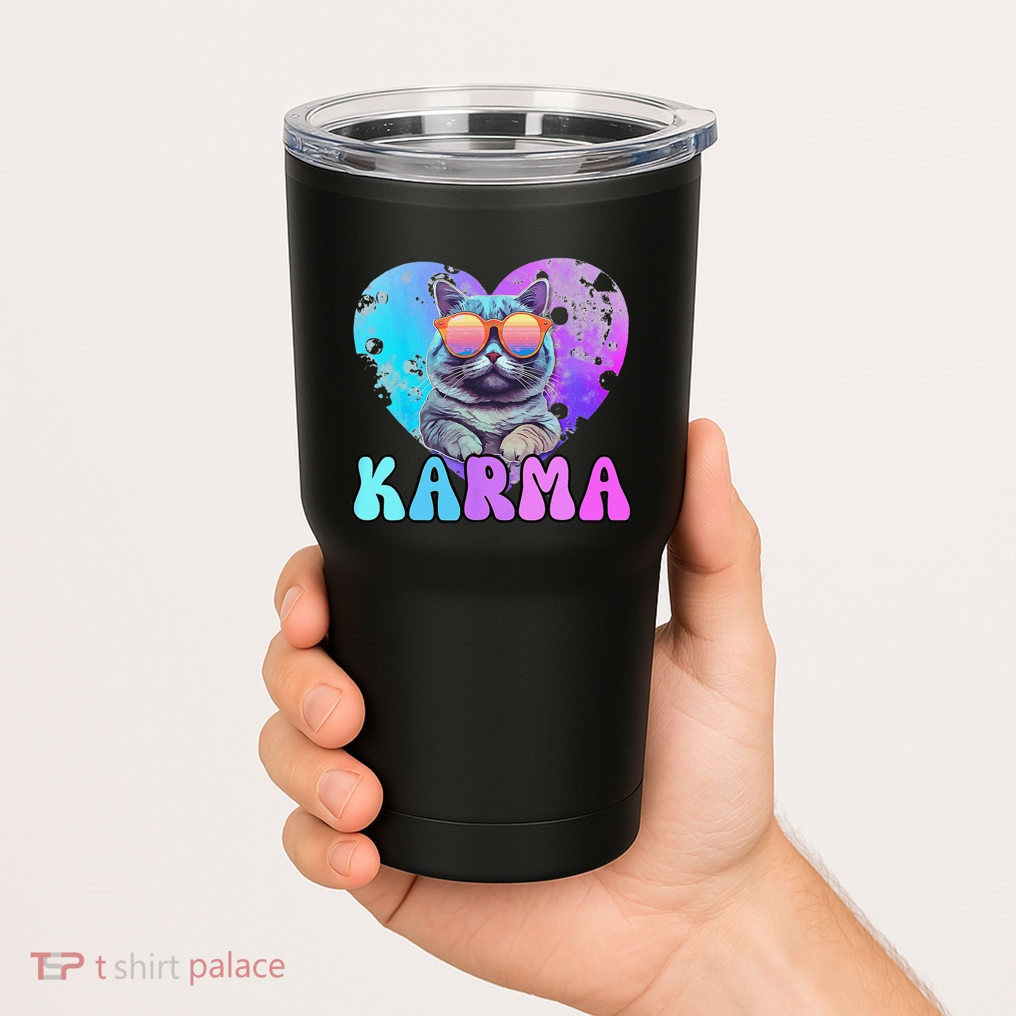 Karma Groovy Letters Concert Summer Funny Heart Cat Lover Tumbler