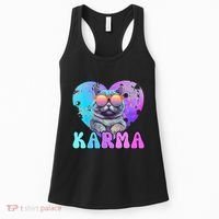 Karma Groovy Letters Concert Summer Funny Heart Cat Lover Women's Tank Top thumb 0