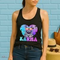 Karma Groovy Letters Concert Summer Funny Heart Cat Lover Women's Tank Top thumb 2