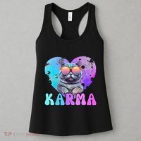 Karma Groovy Letters Concert Summer Funny Heart Cat Lover Women's Tank Top thumb 3