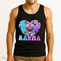 Karma Groovy Letters Concert Summer Funny Heart Cat Lover Tank Top thumb 3