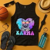 Karma Groovy Letters Concert Summer Funny Heart Cat Lover Tank Top thumb 4
