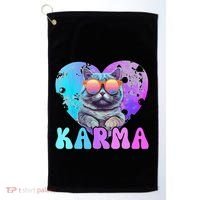 Karma Groovy Letters Concert Summer Funny Heart Cat Lover Golf Towel thumb 0