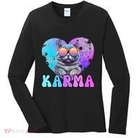 Karma Groovy Letters Concert Summer Funny Heart Cat Lover Women's Long Sleeve Shirt thumb 0