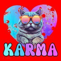 Karma Groovy Letters Concert Summer Funny Heart Cat Lover Santa Hat thumb 1