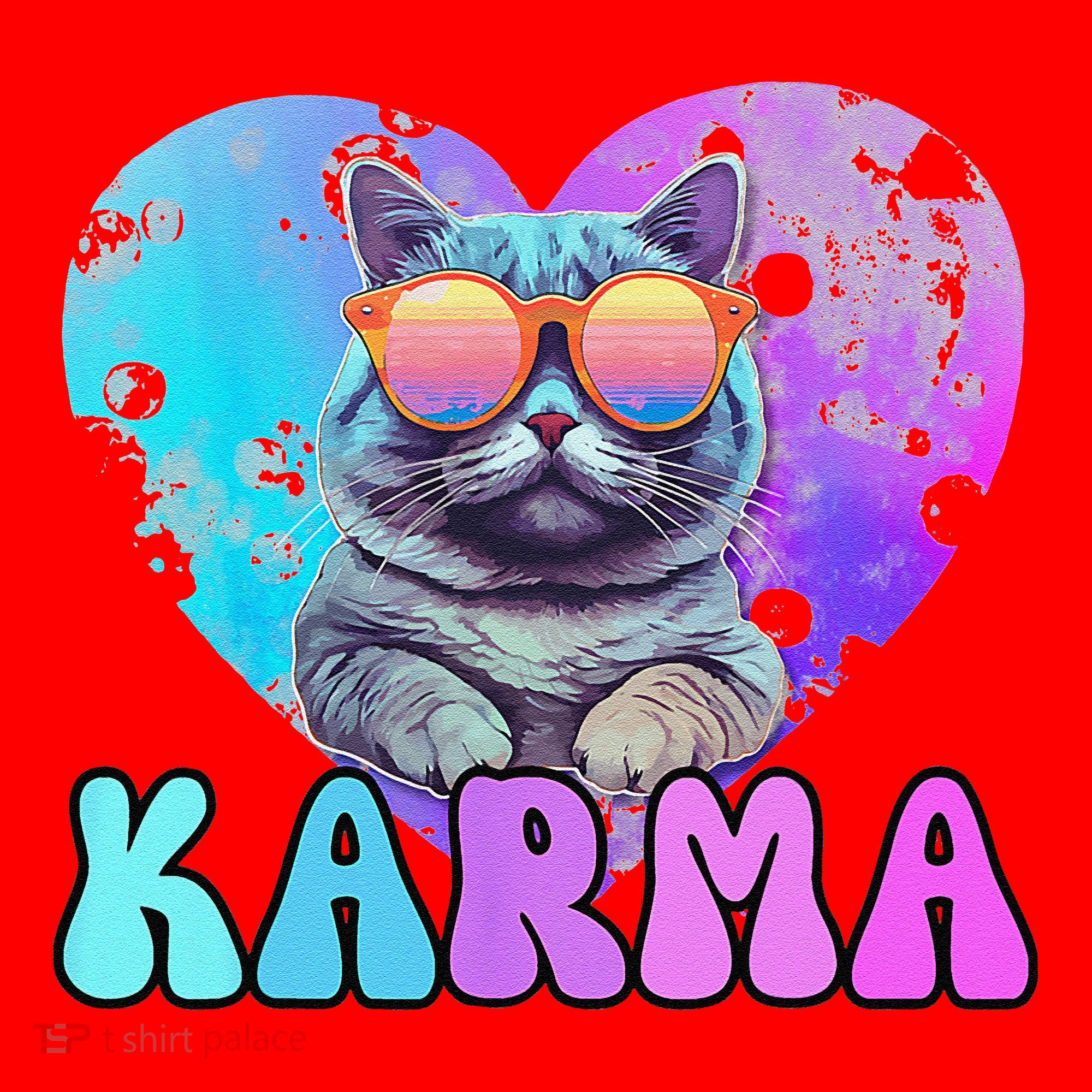 Karma Groovy Letters Concert Summer Funny Heart Cat Lover Santa Hat