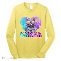 Karma Groovy Letters Concert Summer Funny Heart Cat Lover Long Sleeve Shirt thumb 0