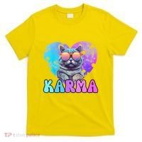 Karma Groovy Letters Concert Summer Funny Heart Cat Lover T-Shirt thumb 0