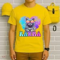 Karma Groovy Letters Concert Summer Funny Heart Cat Lover T-Shirt thumb 6