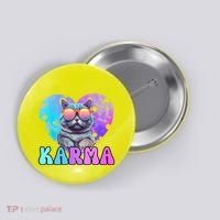 Karma Groovy Letters Concert Summer Funny Heart Cat Lover Button thumb 0