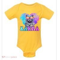 Karma Groovy Letters Concert Summer Funny Heart Cat Lover Baby Bodysuit thumb 0