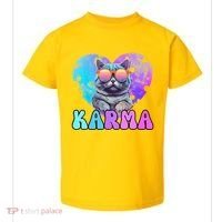 Karma Groovy Letters Concert Summer Funny Heart Cat Lover Toddler T-Shirt thumb 0