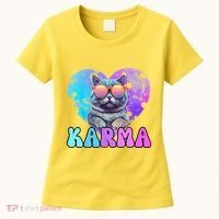 Karma Groovy Letters Concert Summer Funny Heart Cat Lover Women's T-Shirt thumb 0