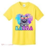 Karma Groovy Letters Concert Summer Funny Heart Cat Lover Kids T-Shirt thumb 0