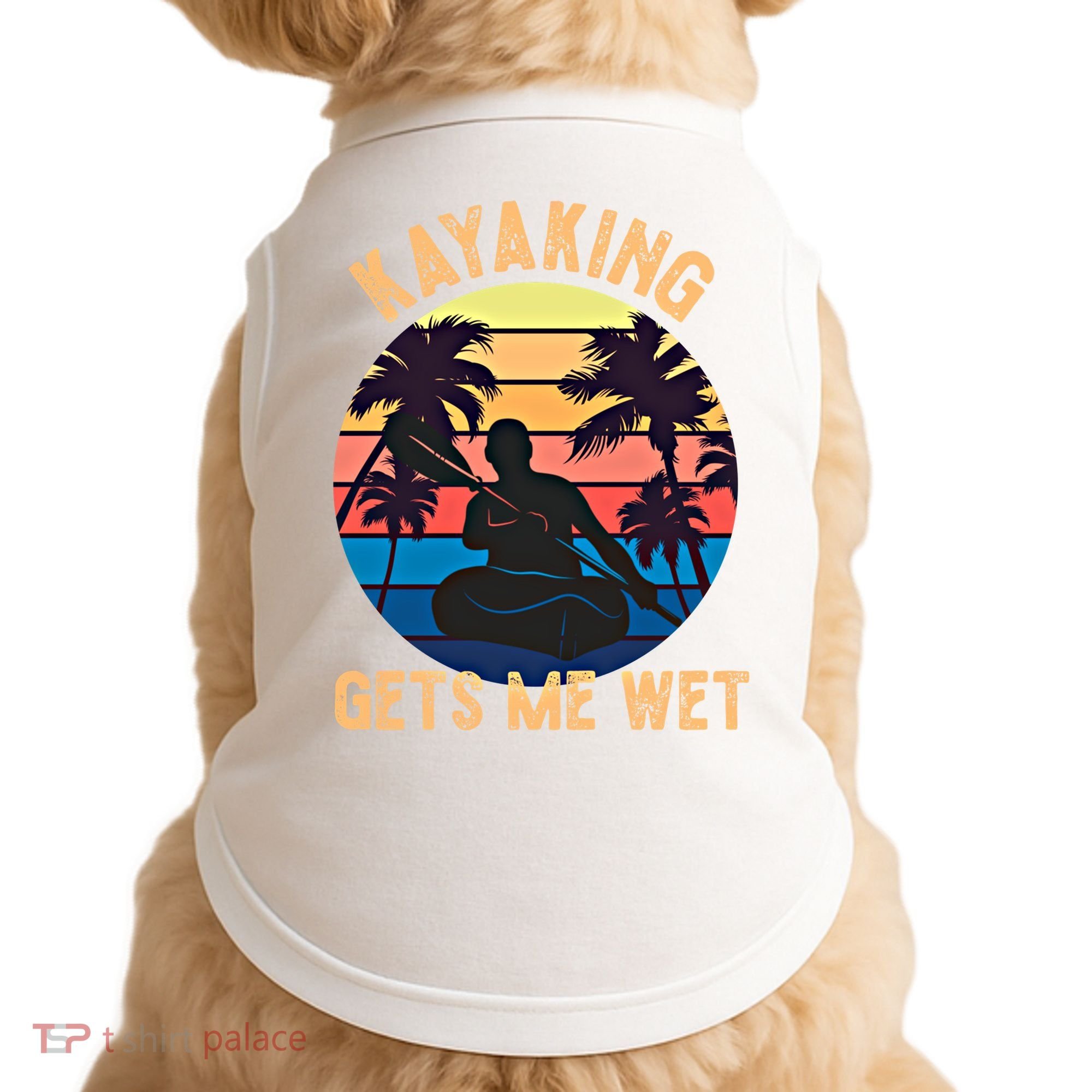 Kayaking Gets Me Wet Funny Halloween Christmas Kayaks Gift Doggie Tank