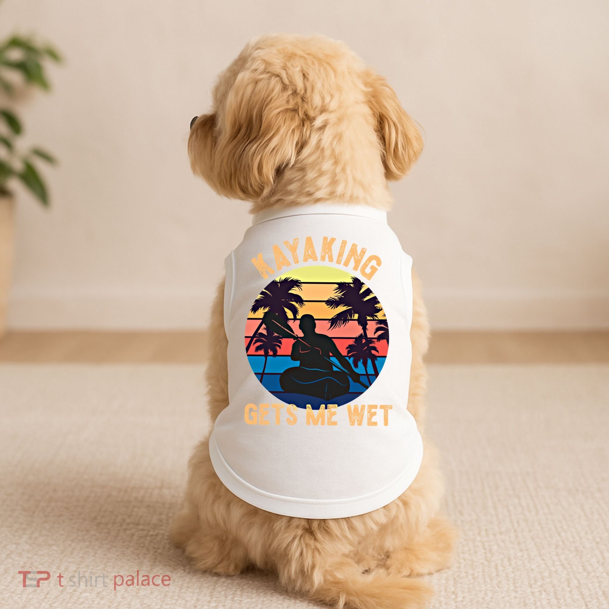 Kayaking Gets Me Wet Funny Halloween Christmas Kayaks Gift Doggie Tank