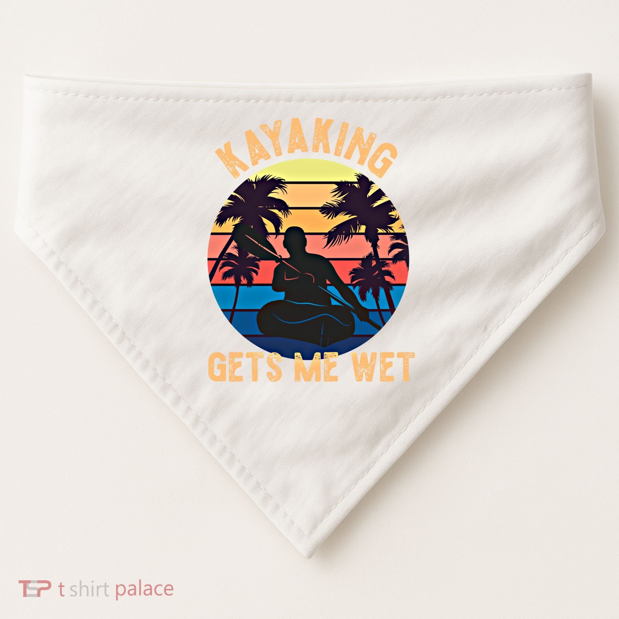 Kayaking Gets Me Wet Funny Halloween Christmas Kayaks Gift USA-Made Doggie Bandana