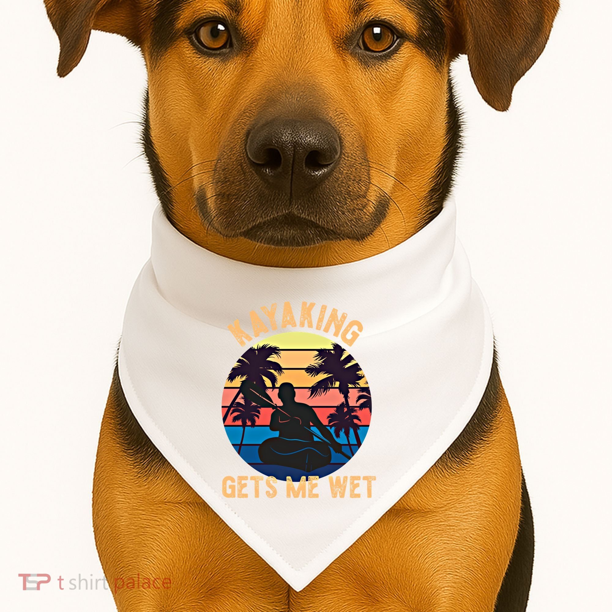 Kayaking Gets Me Wet Funny Halloween Christmas Kayaks Gift USA-Made Doggie Bandana