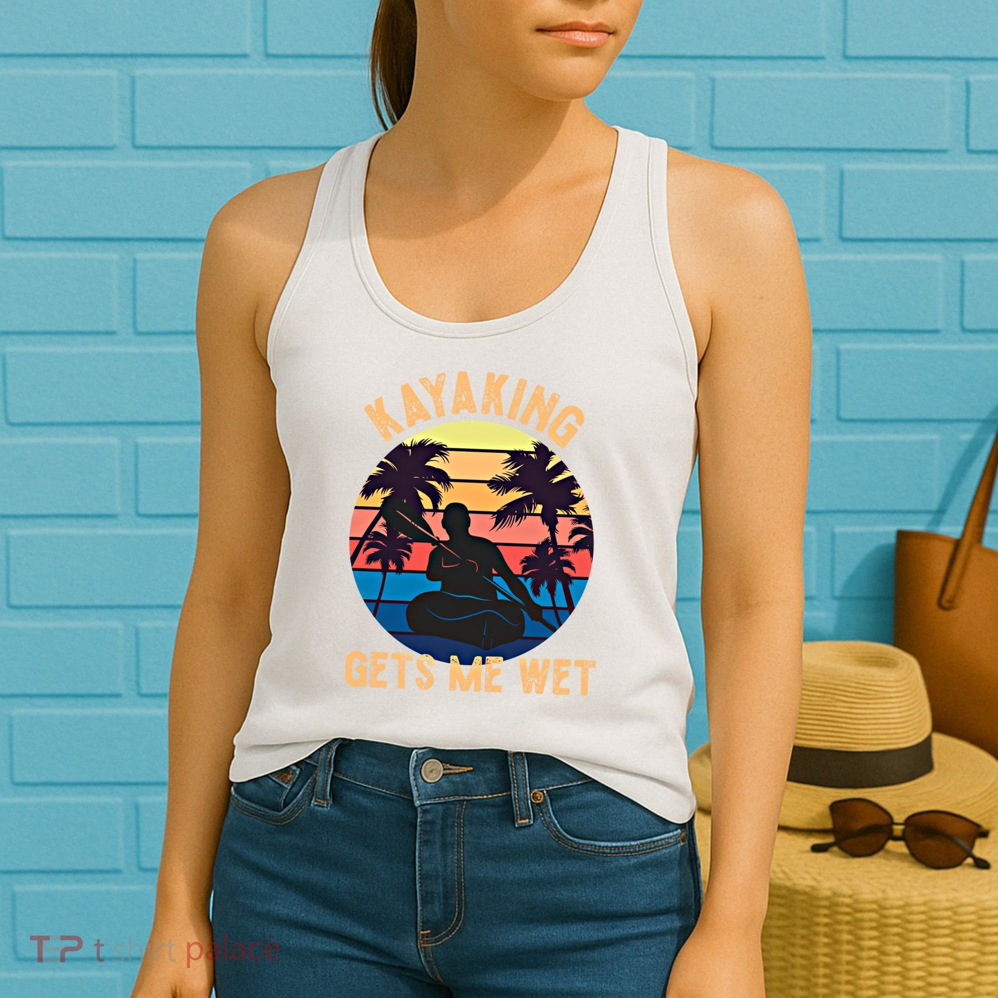 Kayaking Gets Me Wet Funny Halloween Christmas Kayaks Gift Women's Tank Top