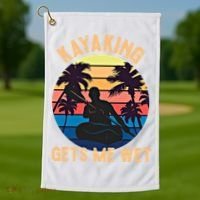 Kayaking Gets Me Wet Funny Halloween Christmas Kayaks Gift Golf Towel thumb 1