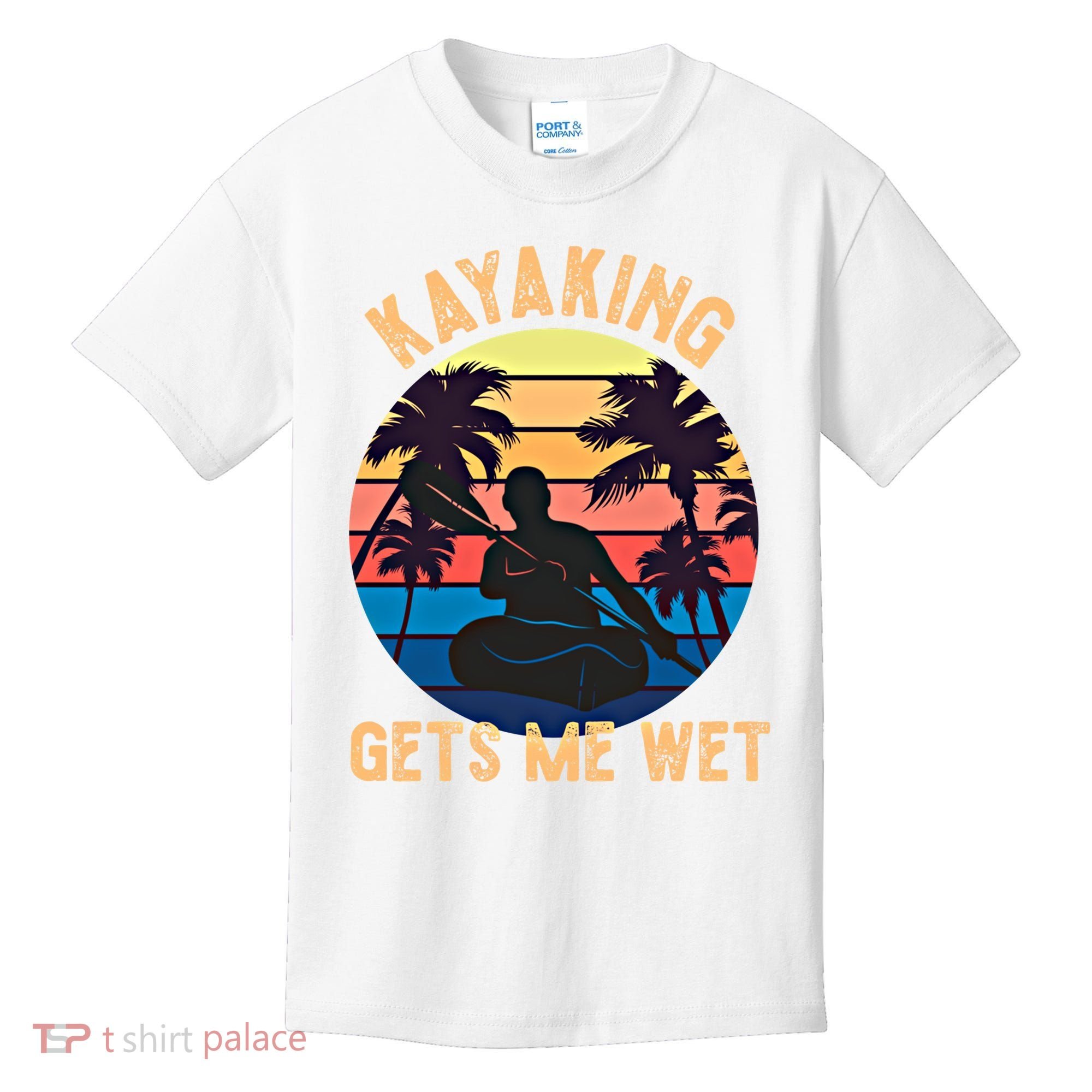 Kayaking Gets Me Wet Funny Halloween Christmas Kayaks Gift Kids T-Shirt