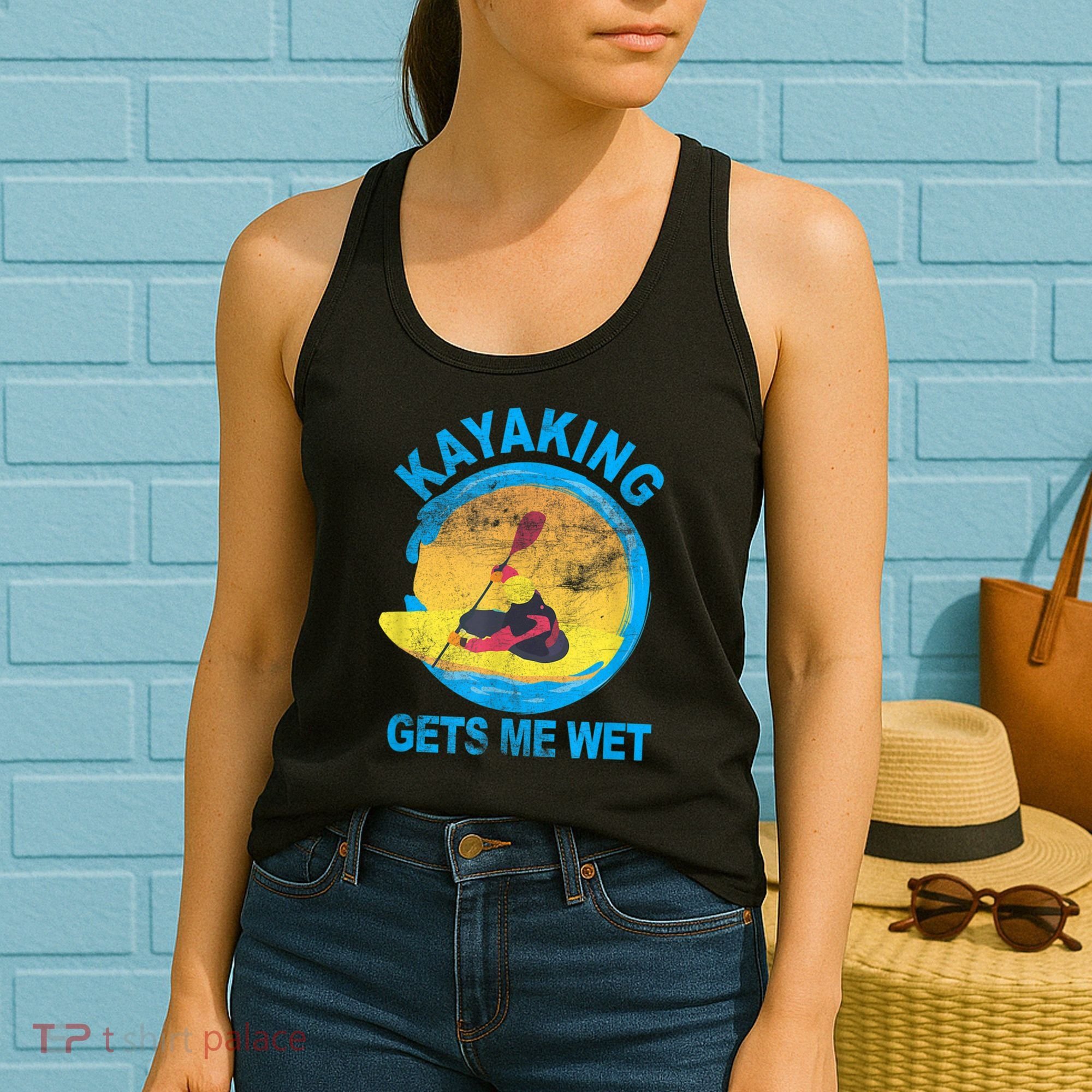 Kayaking Gets Me Wet Halloween Funny Women's Tank Top