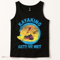 Kayaking Gets Me Wet Halloween Funny Tank Top thumb 2