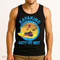 Kayaking Gets Me Wet Halloween Funny Tank Top thumb 3