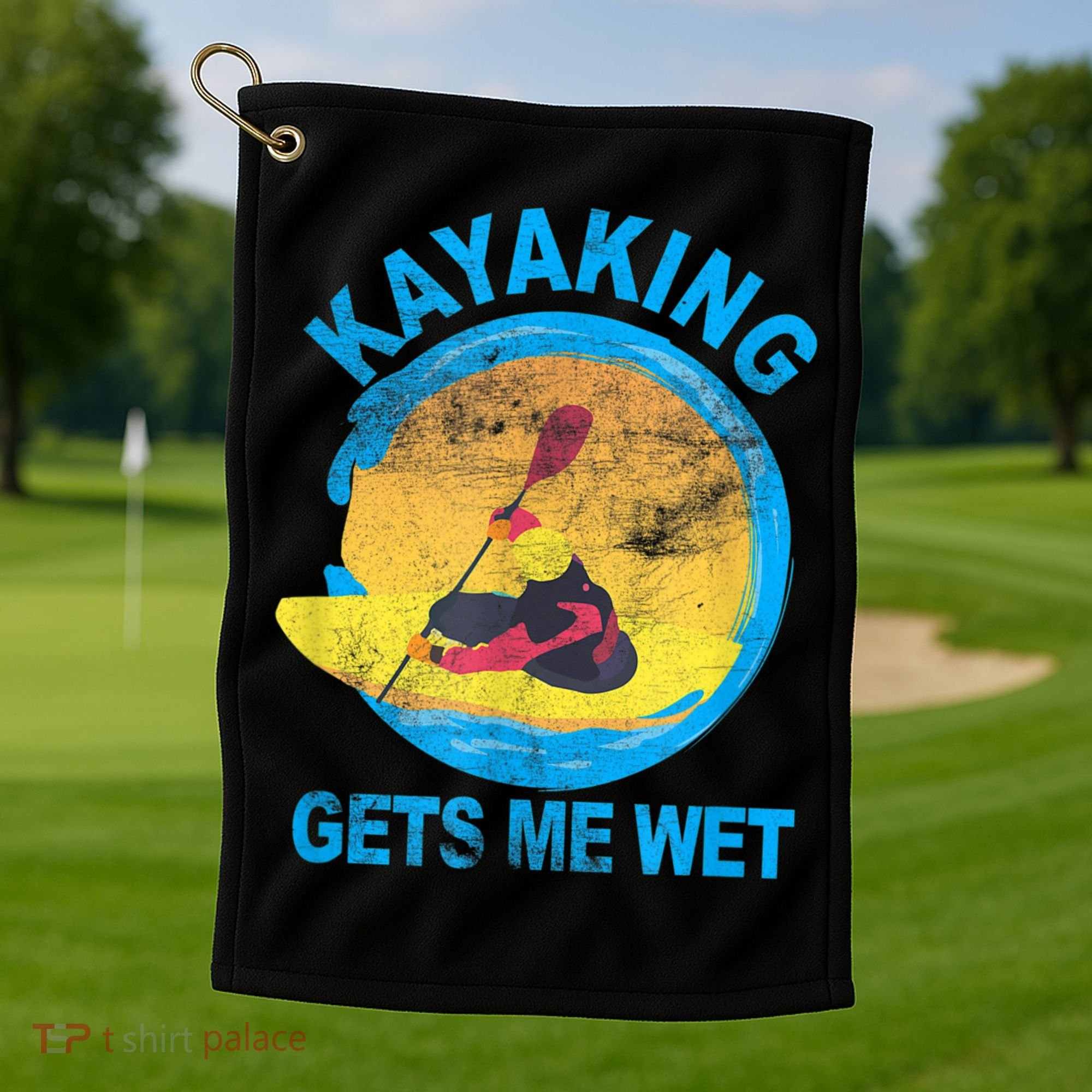 Kayaking Gets Me Wet Halloween Funny Golf Towel
