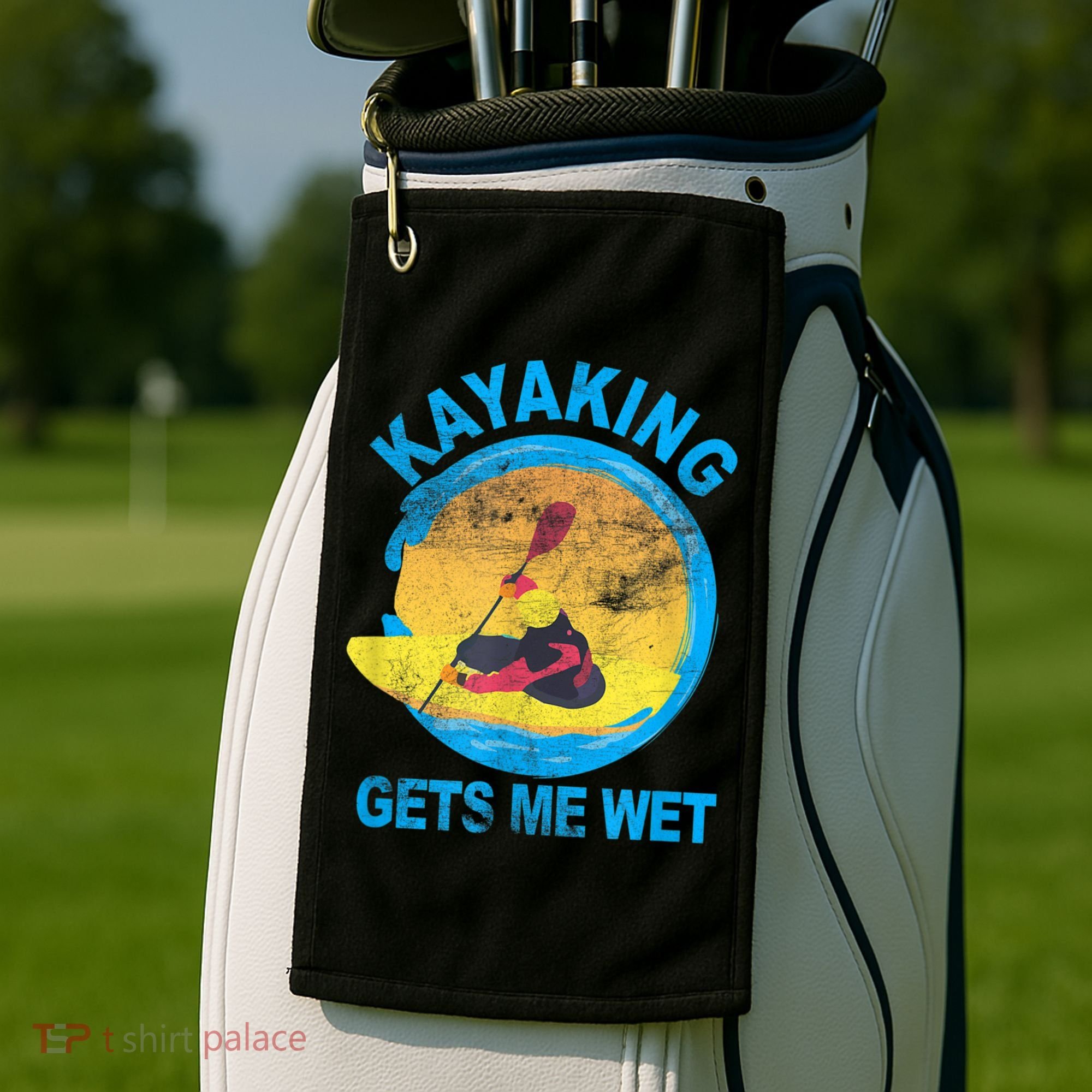 Kayaking Gets Me Wet Halloween Funny Golf Towel