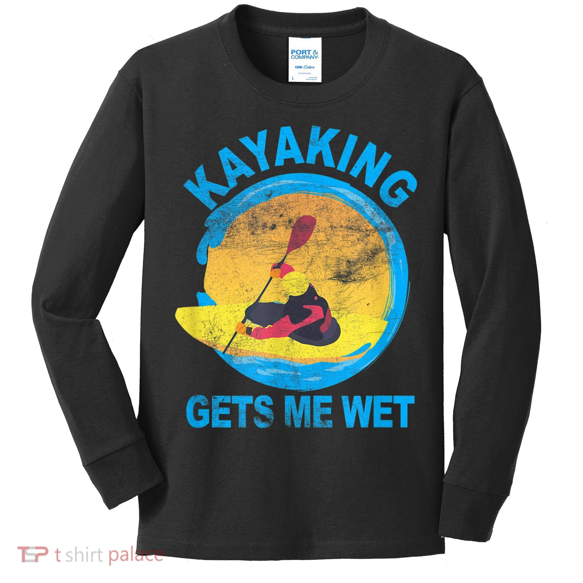 Kayaking Gets Me Wet Halloween Funny Kids Long Sleeve Shirt