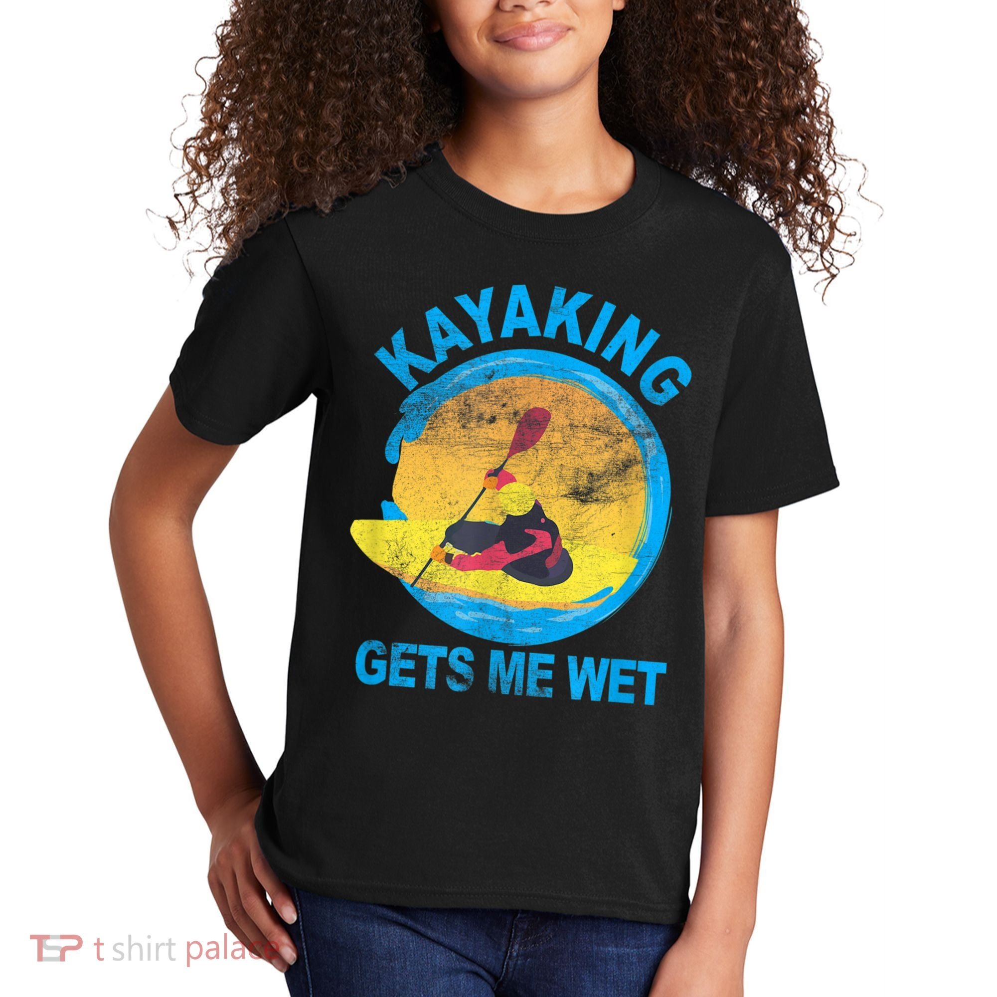 Kayaking Gets Me Wet Halloween Funny Kids T-Shirt