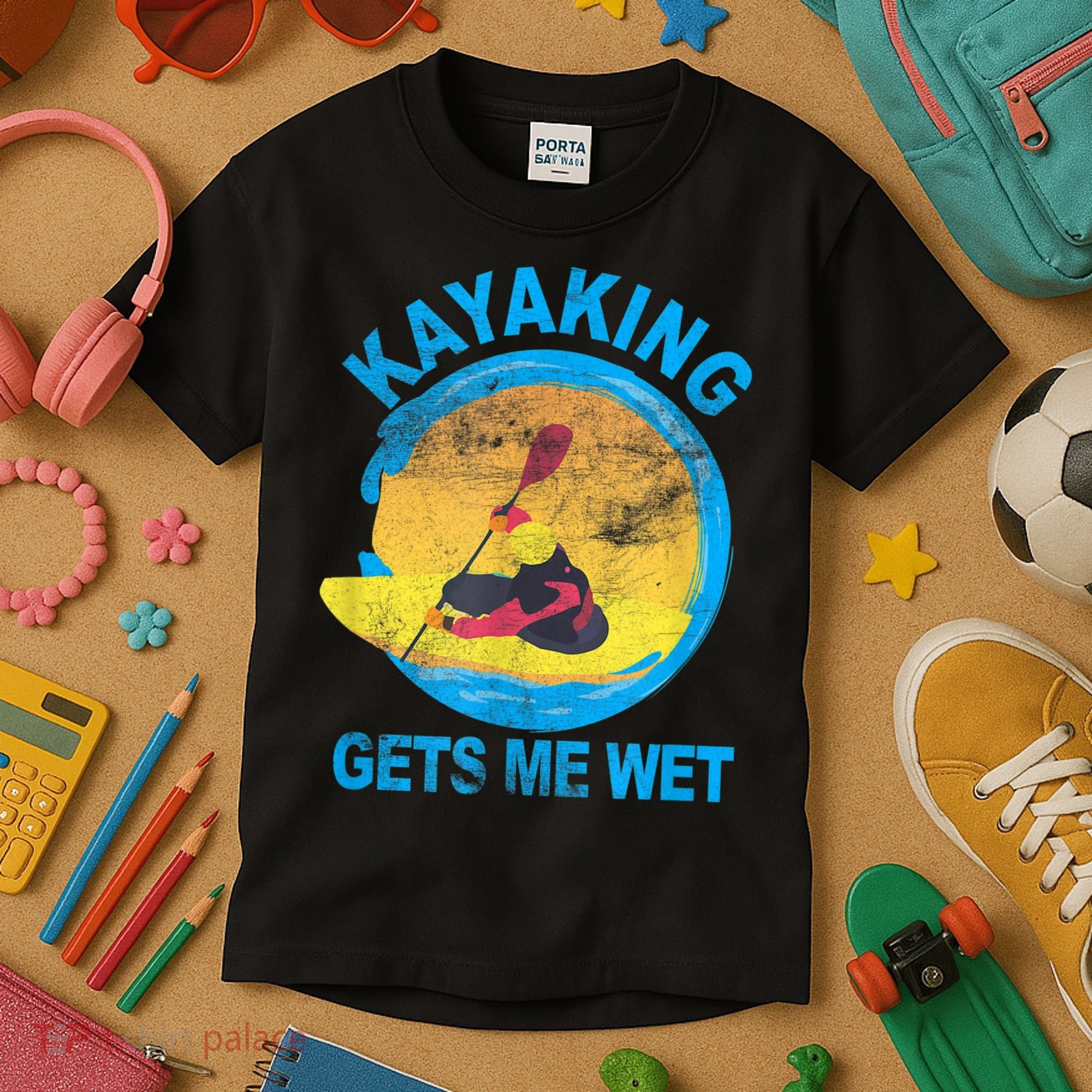 Kayaking Gets Me Wet Halloween Funny Kids T-Shirt
