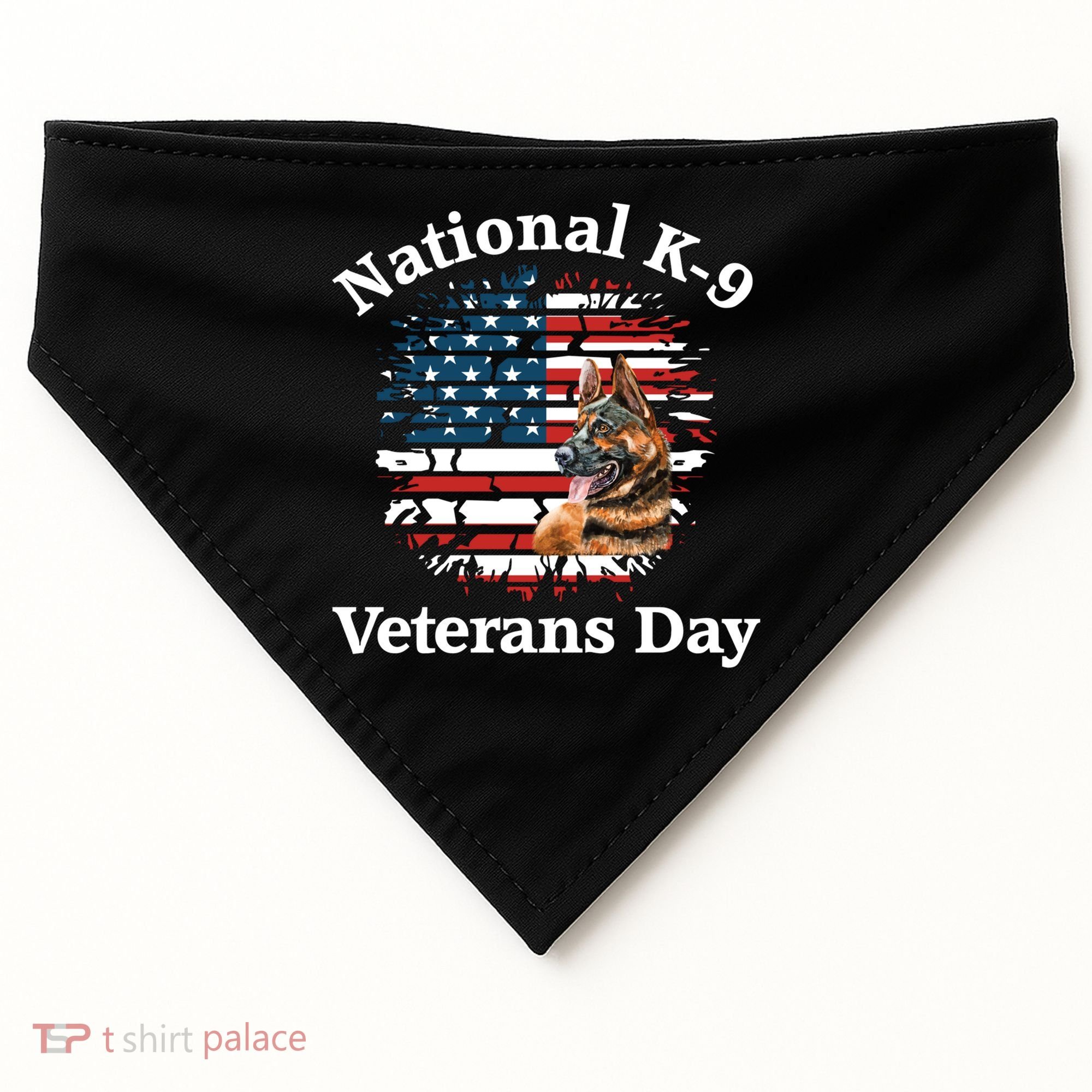K9 Ger Shepherd Military Working Dog Veterans Day Gift USA-Made Doggie Bandana