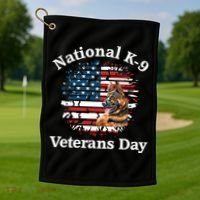 K9 Ger Shepherd Military Working Dog Veterans Day Gift Golf Towel thumb 1