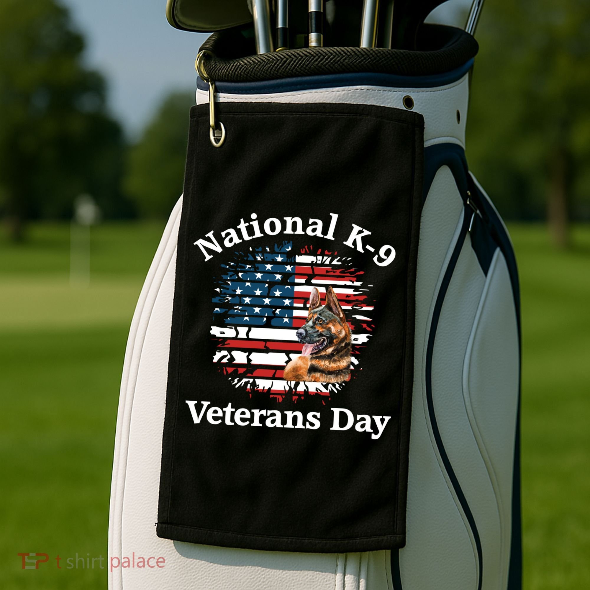 K9 Ger Shepherd Military Working Dog Veterans Day Gift Golf Towel