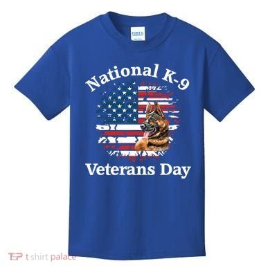 K9 Ger Shepherd Military Working Dog Veterans Day Gift Kids T-Shirt