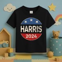 Kamala Harris 2024 For President Button Election Toddler T-Shirt thumb 3