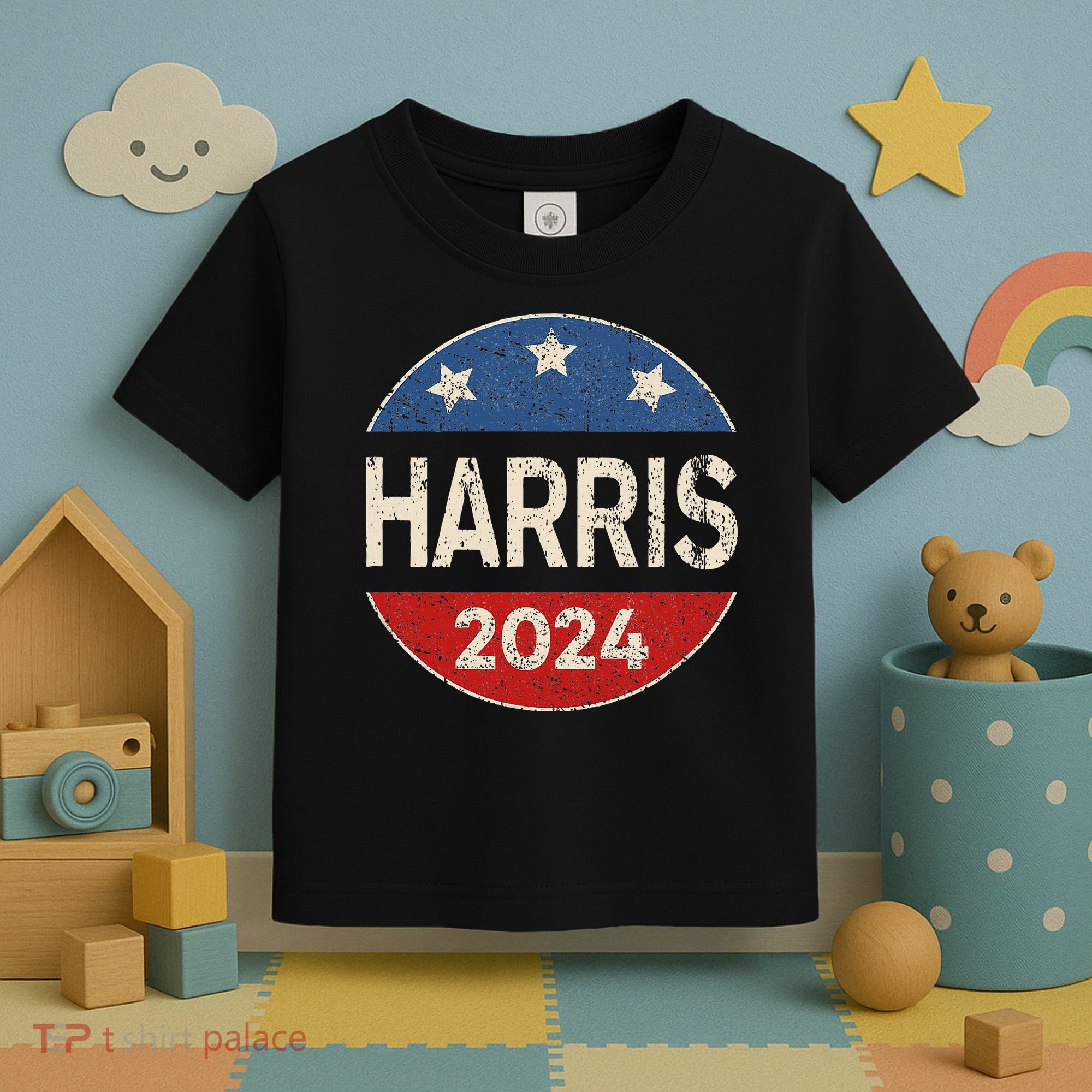 Kamala Harris 2024 For President Button Election Toddler T-Shirt