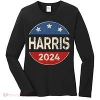 Kamala Harris 2024 For President Button Election Women's Long Sleeve Shirt thumb 0