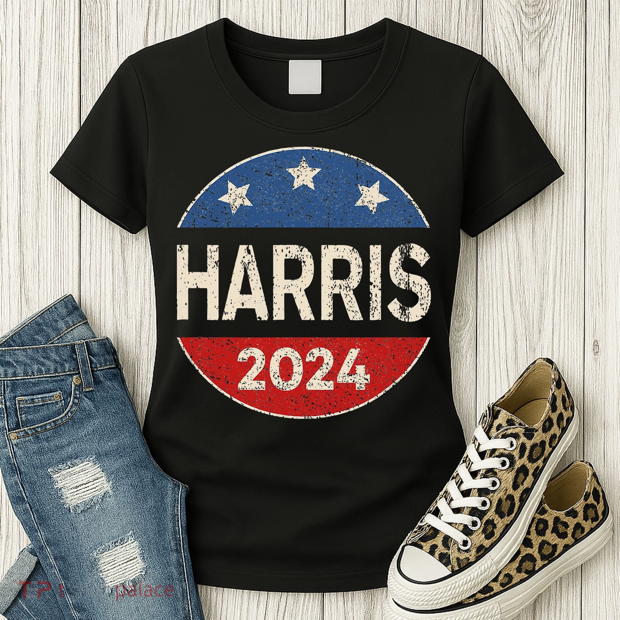 Kamala Harris 2024 For President Button Election Women's T-Shirt