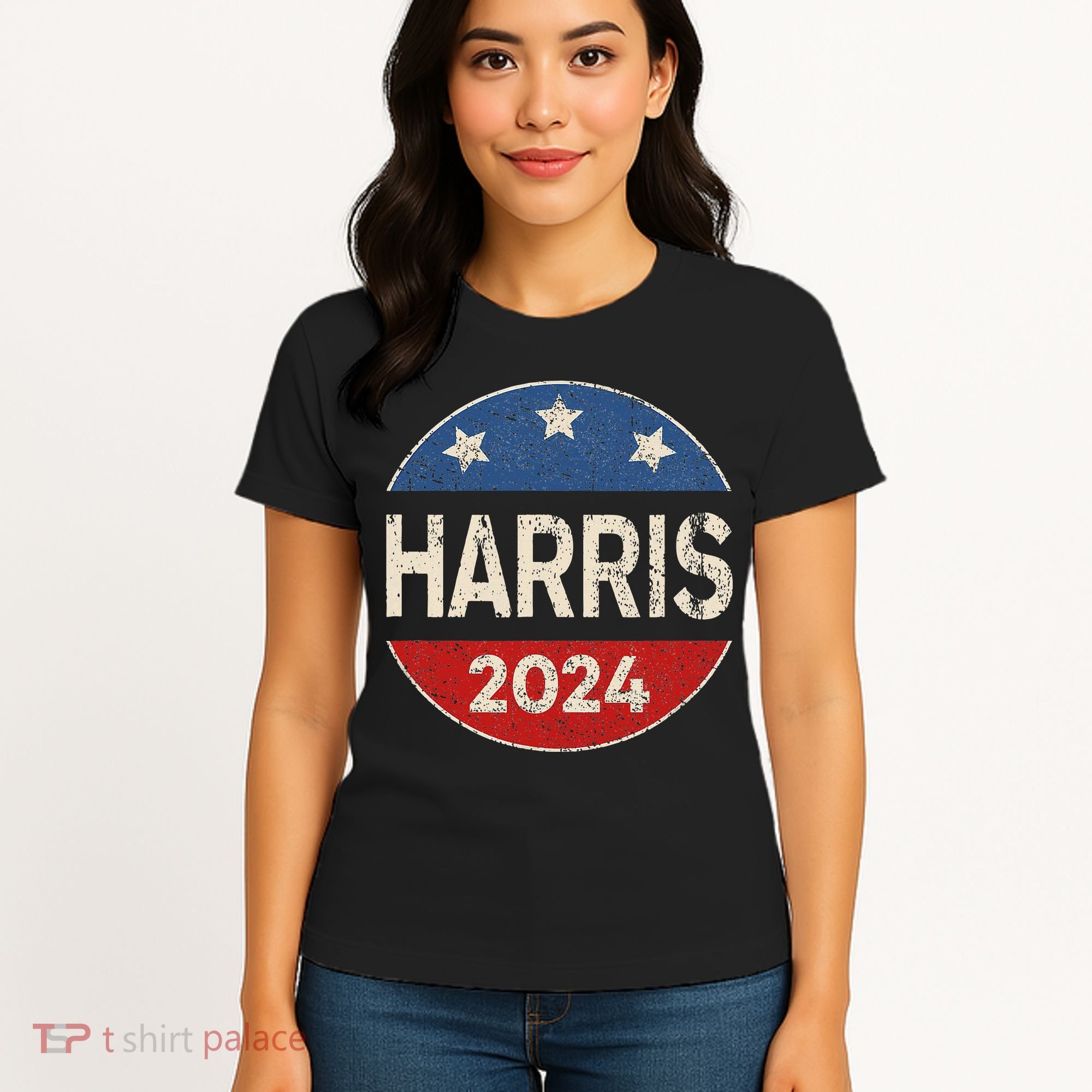 Kamala Harris 2024 For President Button Election Women's T-Shirt